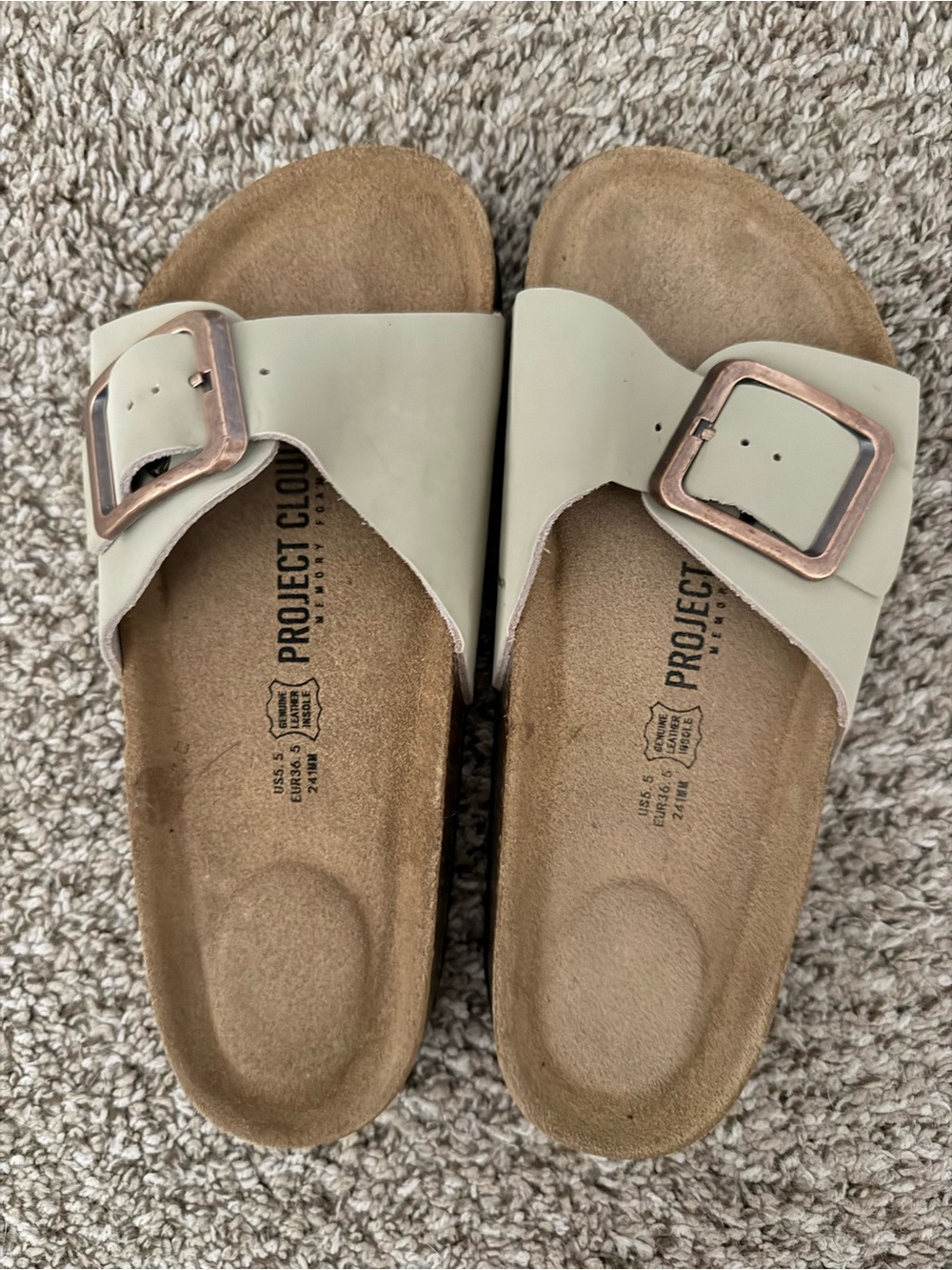 Cream Single-Band Buckle Women's Sandals